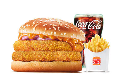 Crispy Veg Double Patty Burger + Fries + Coke (BK)